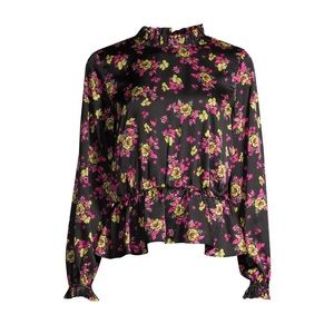 Scoop  mock ruffle hem woven Top. M (8-10)